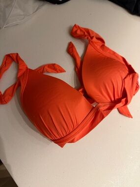 Moschino Bright Orange Halter Bikini Top with Ties